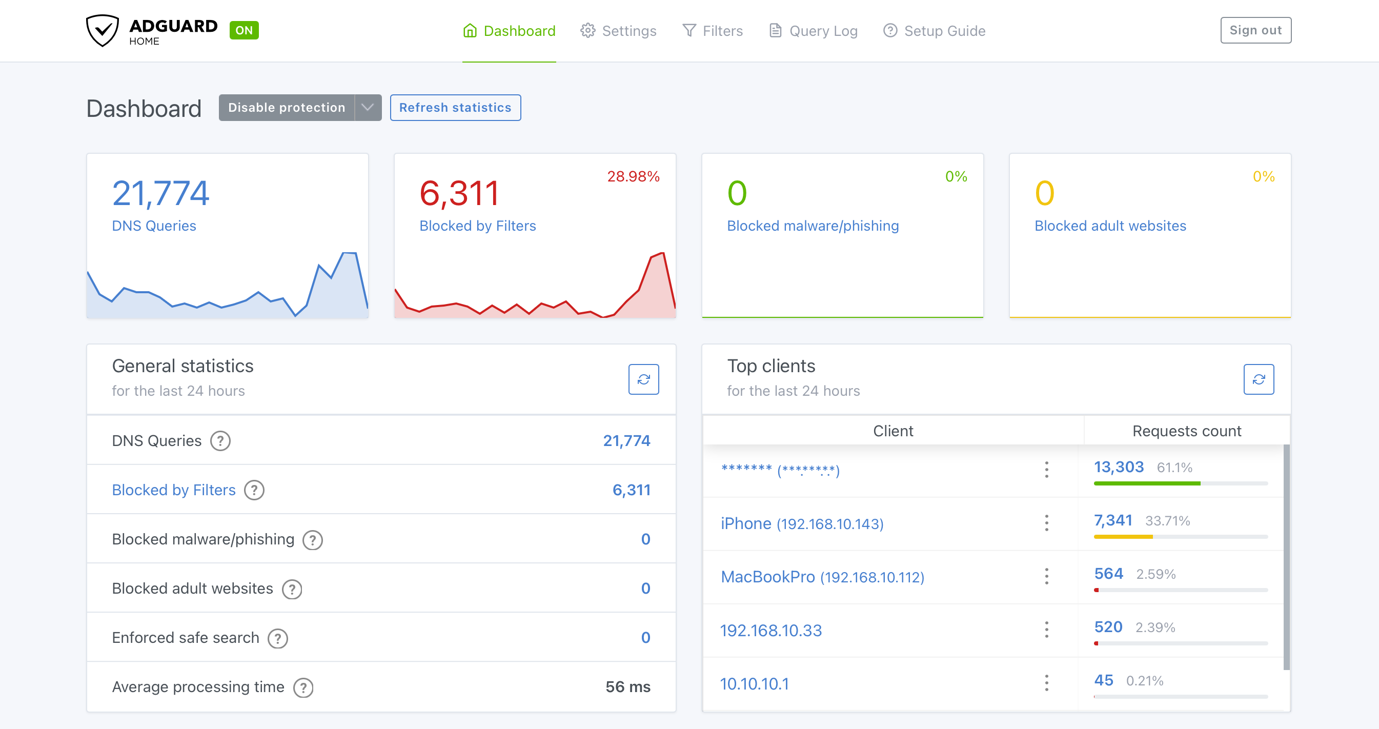 An image showing the adguard web UI.